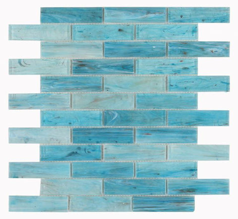 Sample of Summer Blue Linear Glass Mosaic Wall Tile-Sample-American Tile Depot