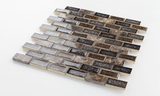 1 x 2 Garnet Brick Swiss Emperador Mosaic Wall Tile-Mixed Mosaic-American Tile Depot