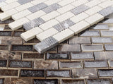 1 x 2 Garnet Brick Swiss Emperador Mosaic Wall Tile