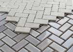 Tango Grey Glossy Herringbone Porcelain Mosaic Tile-Porcelain Mosaic-American Tile Depot