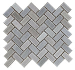 Tango Grey Glossy Herringbone Porcelain Mosaic Tile-Porcelain Mosaic-American Tile Depot