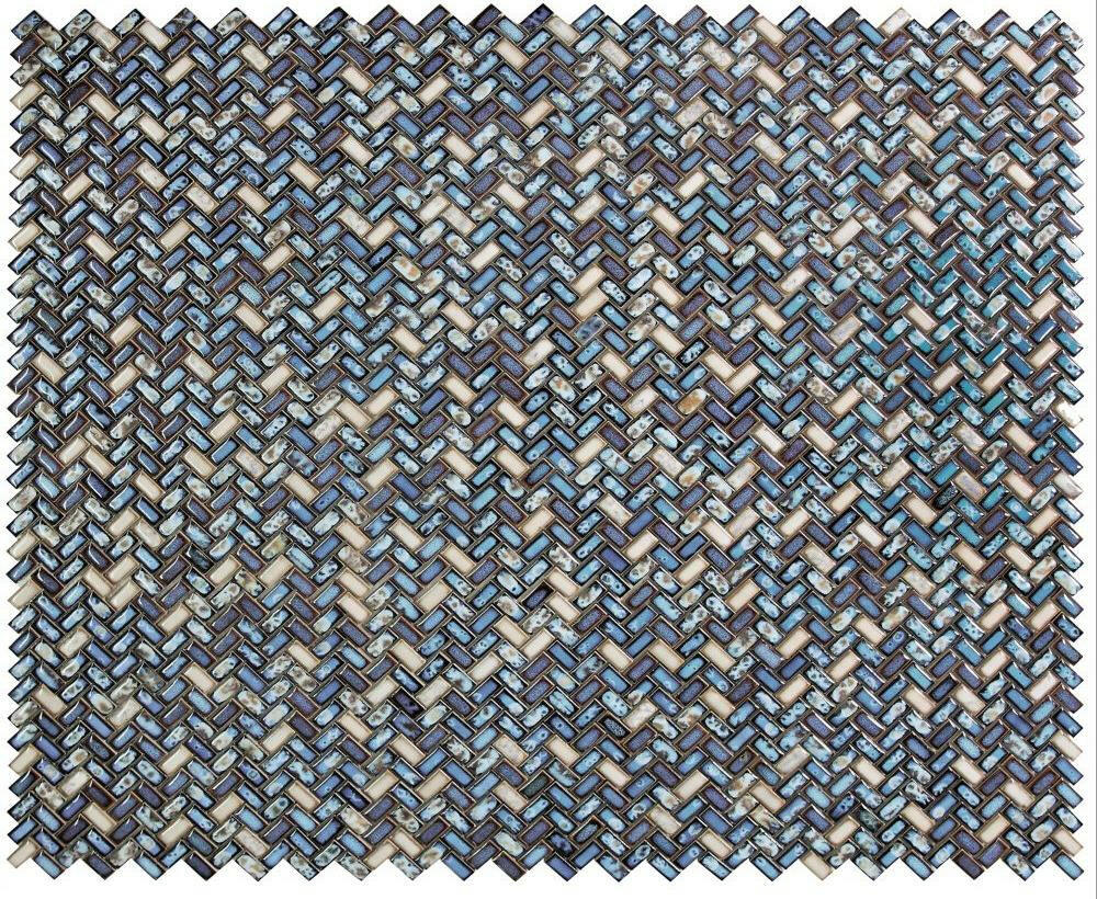 Tango Sapphire Herringbone Porcelain Mosaic Tile-Porcelain Mosaic-American Tile Depot