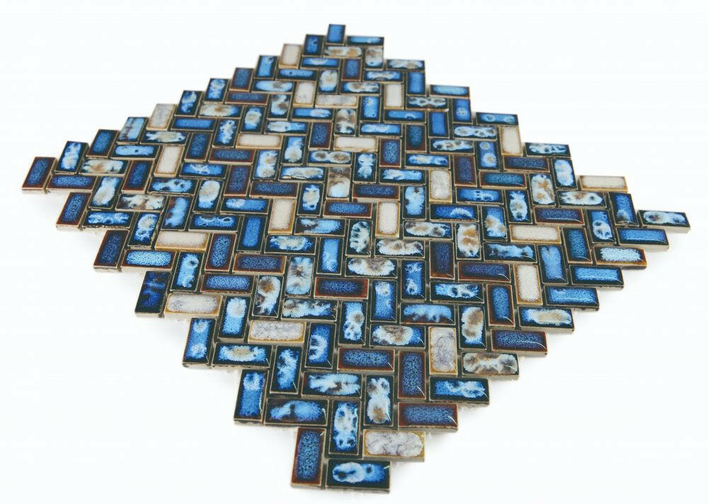 Tango Sapphire Herringbone Porcelain Mosaic Tile-Porcelain Mosaic-American Tile Depot