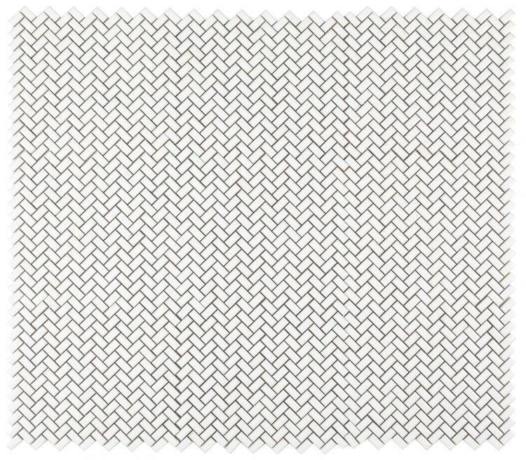 Tango White Glossy Herringbone Porcelain Mosaic Tile-Porcelain Mosaic-American Tile Depot