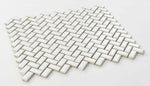 Tango White Glossy Herringbone Porcelain Mosaic Tile-Porcelain Mosaic-American Tile Depot