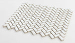 Tango White Glossy Herringbone Porcelain Mosaic Tile-Porcelain Mosaic-American Tile Depot