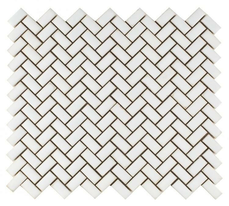 Tango White Glossy Herringbone Porcelain Mosaic Tile-Porcelain Mosaic-American Tile Depot