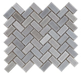 Tango Grey Glossy Herringbone Porcelain Mosaic Tile