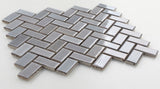 Tango Grey Glossy Herringbone Porcelain Mosaic Tile