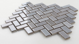 Tango Grey Glossy Herringbone Porcelain Mosaic Tile