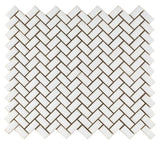 Sample of Tango White Glossy Herringbone Porcelain Mosaic Tile-Sample-American Tile Depot