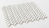 Sample of Tango White Glossy Herringbone Porcelain Mosaic Tile-Sample-American Tile Depot