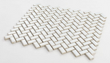 Tango White Glossy Herringbone Porcelain Mosaic Tile-Porcelain Mosaic-American Tile Depot