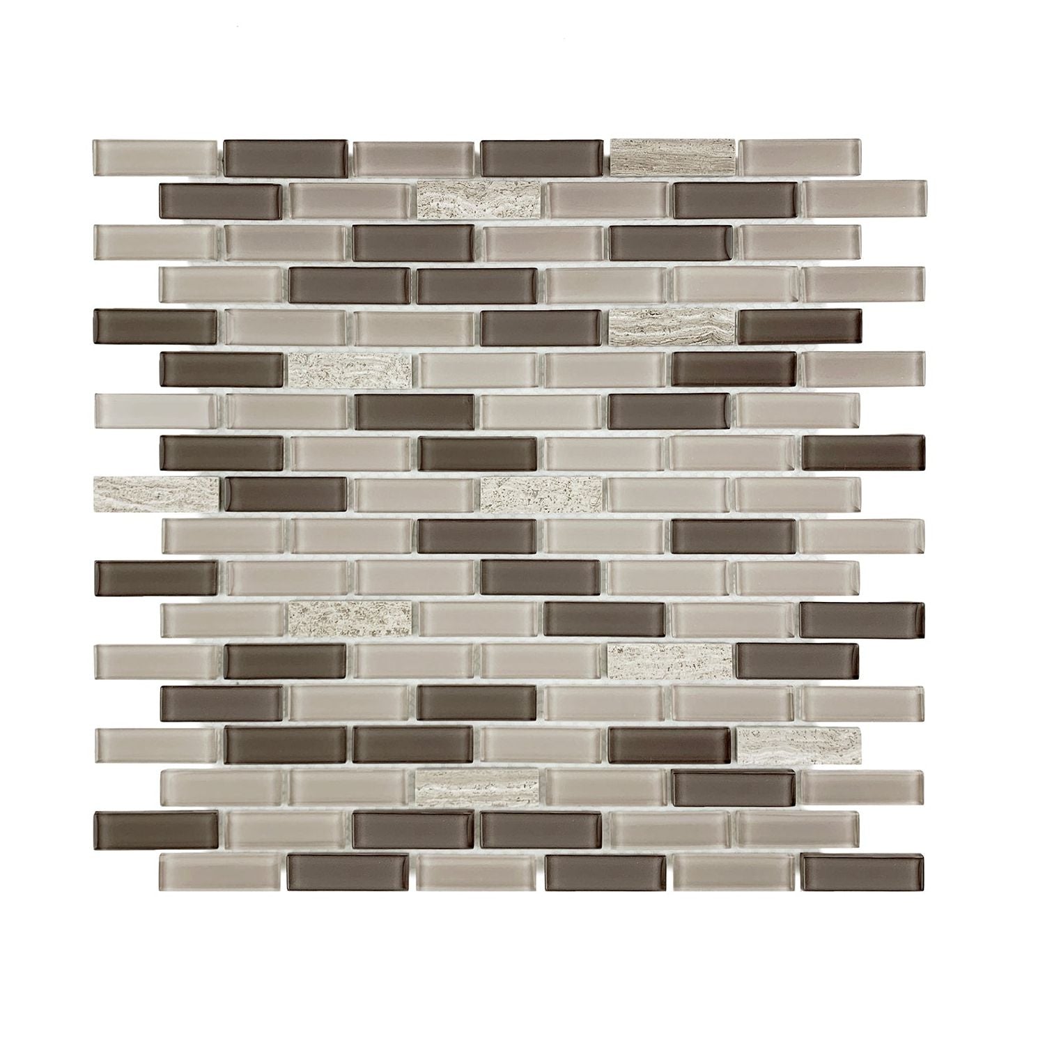 Taupe & Brown Linear Glass Mosaic Tile-Glass Mosaic-American Tile Depot