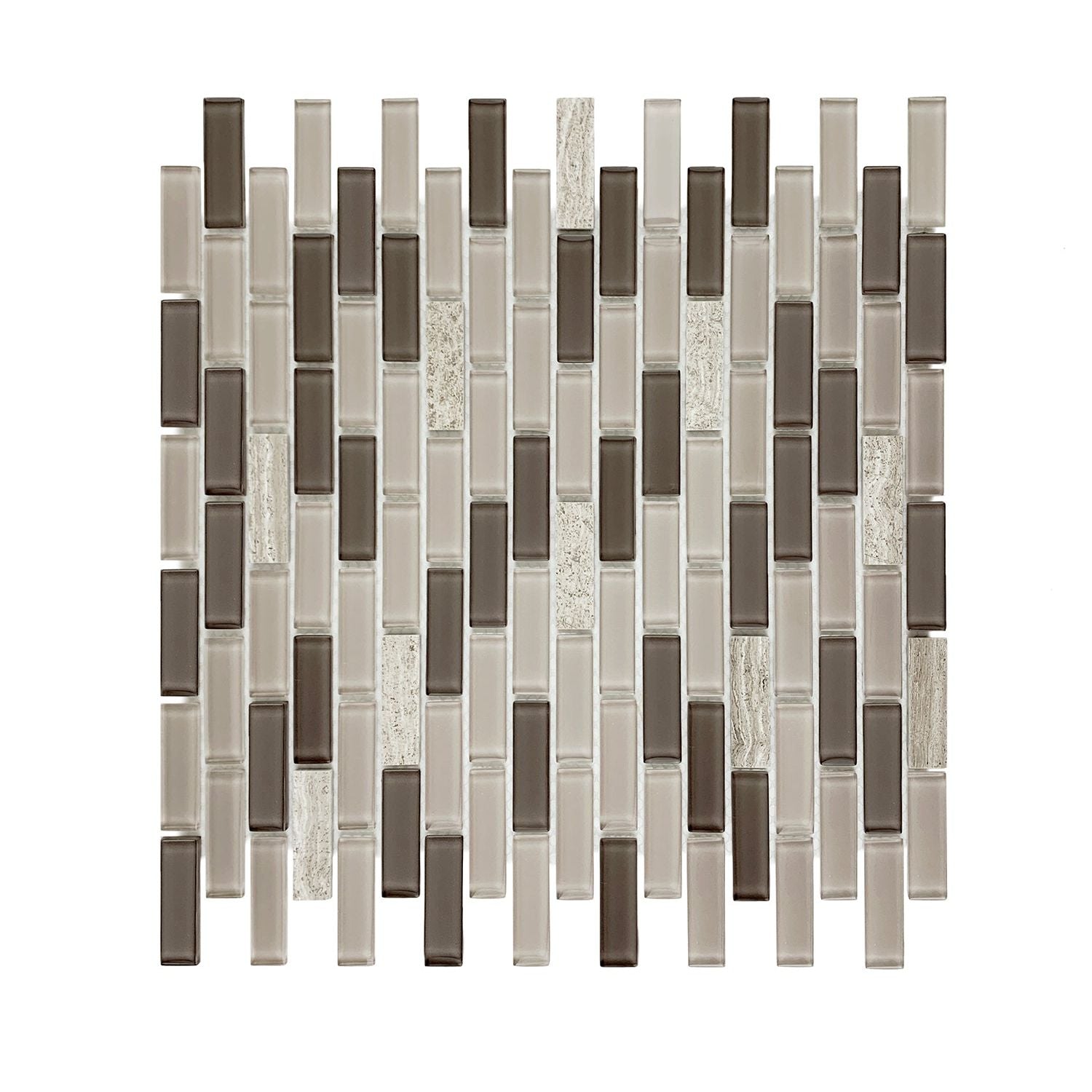 Taupe & Brown Linear Glass Mosaic Tile-Glass Mosaic-American Tile Depot