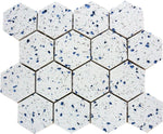 Terrazzo Blue Marble Polished 3" Hexagon Mosaic Tile-Marble Mosaic-American Tile Depot