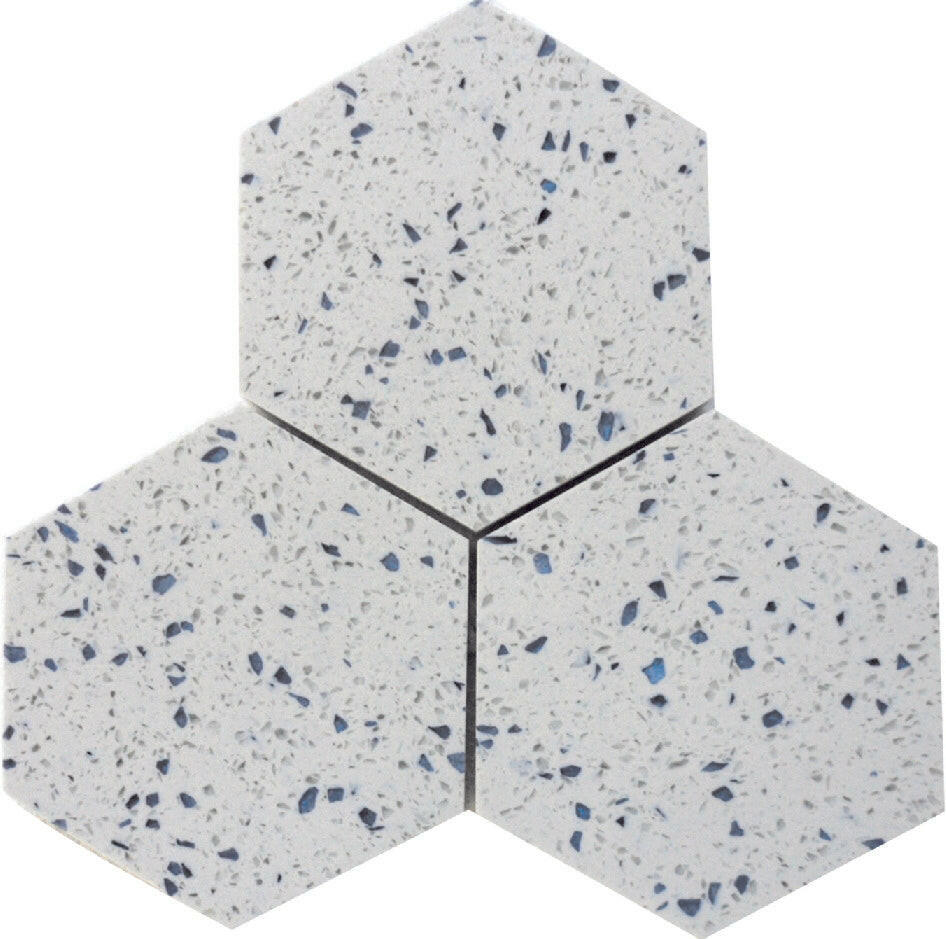 Terrazzo Blue Marble Polished 6" Hexagon Tile-Marble Tile-American Tile Depot