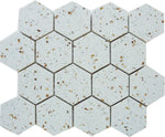 Terrazzo Gold Marble Polished 3" Hexagon Mosaic Tile-Marble Mosaic-American Tile Depot