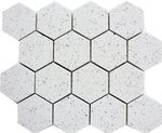 Terrazzo Silver Marble Polished 3" Hexagon Mosaic Tile-Marble Mosaic-American Tile Depot