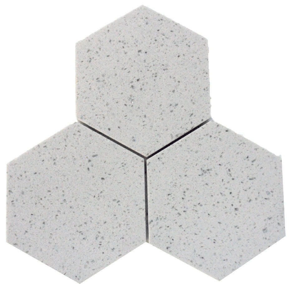 Terrazzo Silver Marble Polished 6" Hexagon Tile-Marble Tile-American Tile Depot