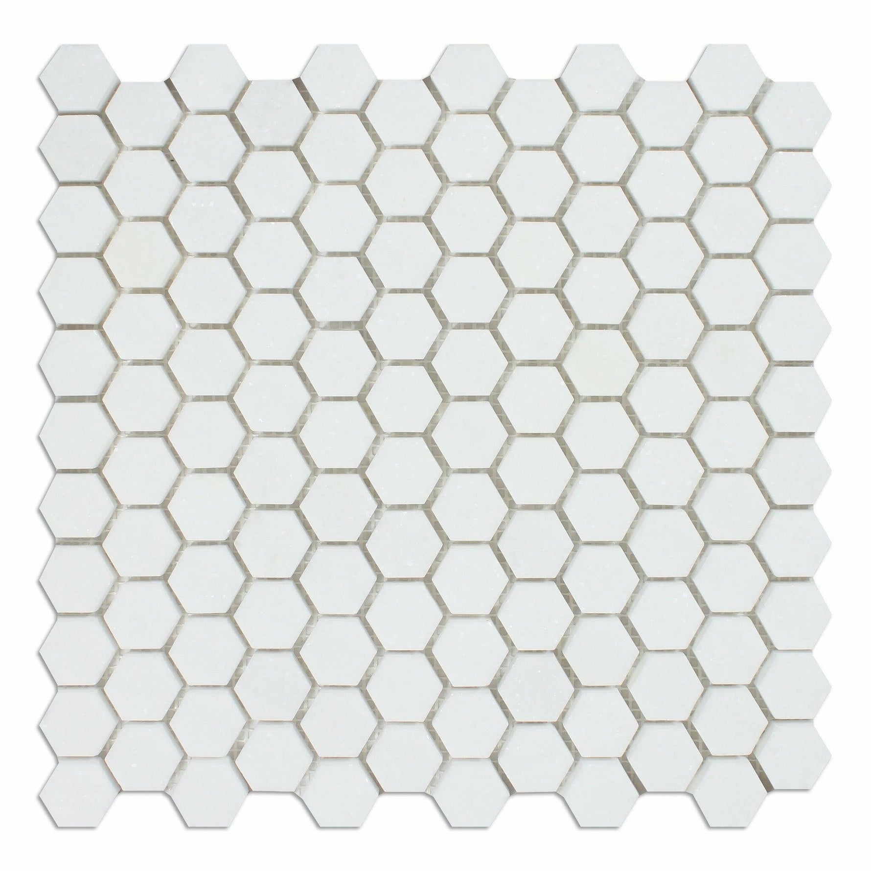 Thassos White Marble Honed 1" Mini Hexagon Mosaic Tile-Marble Mosaic-American Tile Depot