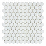 Thassos White Marble Honed 1" Mini Hexagon Mosaic Tile-Marble Mosaic-American Tile Depot