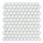 Thassos White Marble Honed 1" Mini Hexagon Mosaic Tile-Marble Mosaic-American Tile Depot