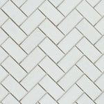 Thassos White Marble Honed 1 x 2 Herringbone Mosaic Tile-Marble Mosaic-American Tile Depot