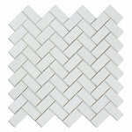 Thassos White Marble Honed 1 x 2 Herringbone Mosaic Tile-Marble Mosaic-American Tile Depot