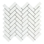 Thassos White Marble Honed 1 x 3 Herringbone Mosaic Tile-Marble Mosaic-American Tile Depot