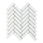 Thassos White Marble Honed 1 x 4 Herringbone Mosaic Tile-Marble Mosaic-American Tile Depot