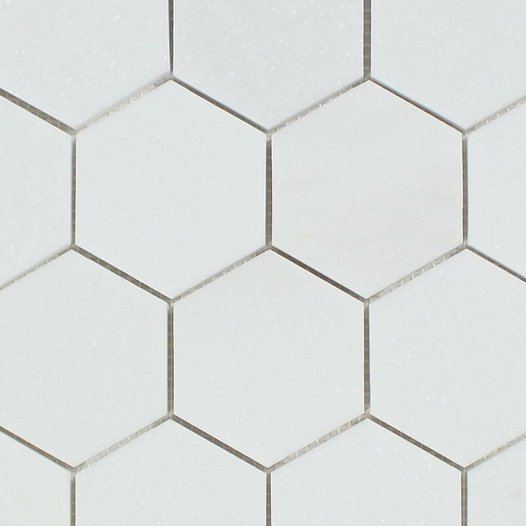 Thassos White Marble Honed 3" Hexagon Mosaic Tile-Marble Mosaic-American Tile Depot