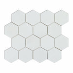 Thassos White Marble Honed 3" Hexagon Mosaic Tile-Marble Mosaic-American Tile Depot