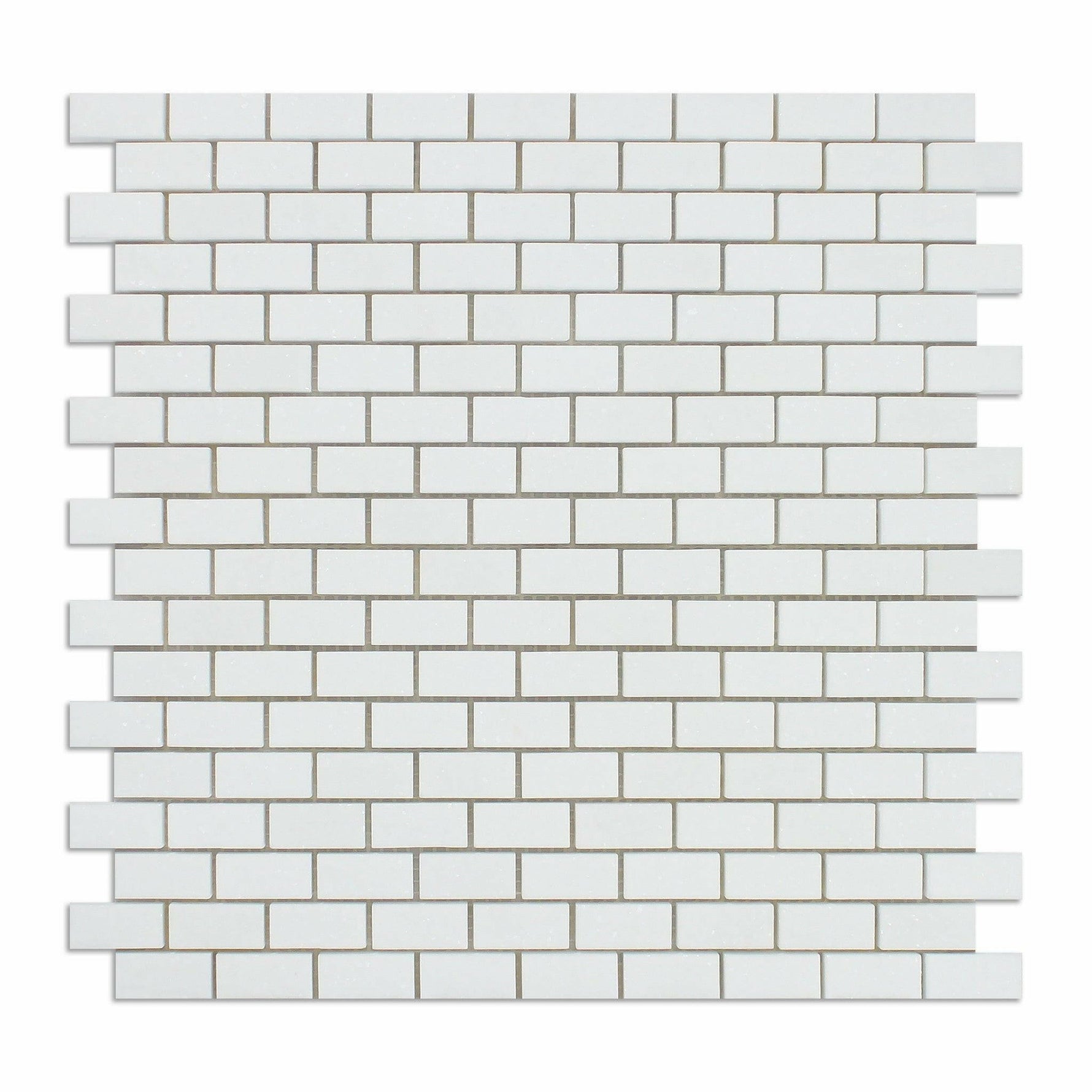 Thassos White Marble Honed Baby Brick Mosaic Tile-Marble Mosaic-American Tile Depot