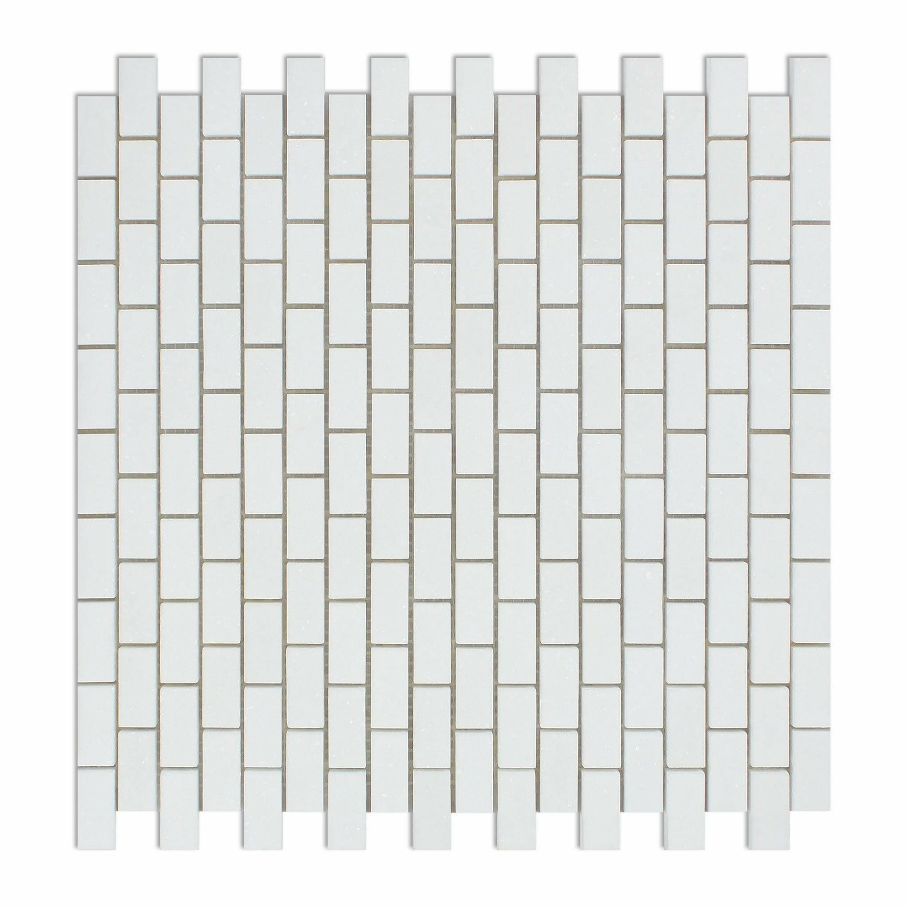 Thassos White Marble Honed Baby Brick Mosaic Tile-Marble Mosaic-American Tile Depot