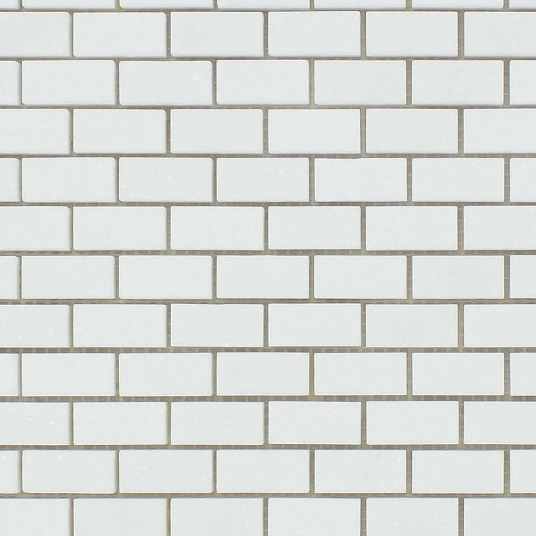 Thassos White Marble Honed Baby Brick Mosaic Tile-Marble Mosaic-American Tile Depot