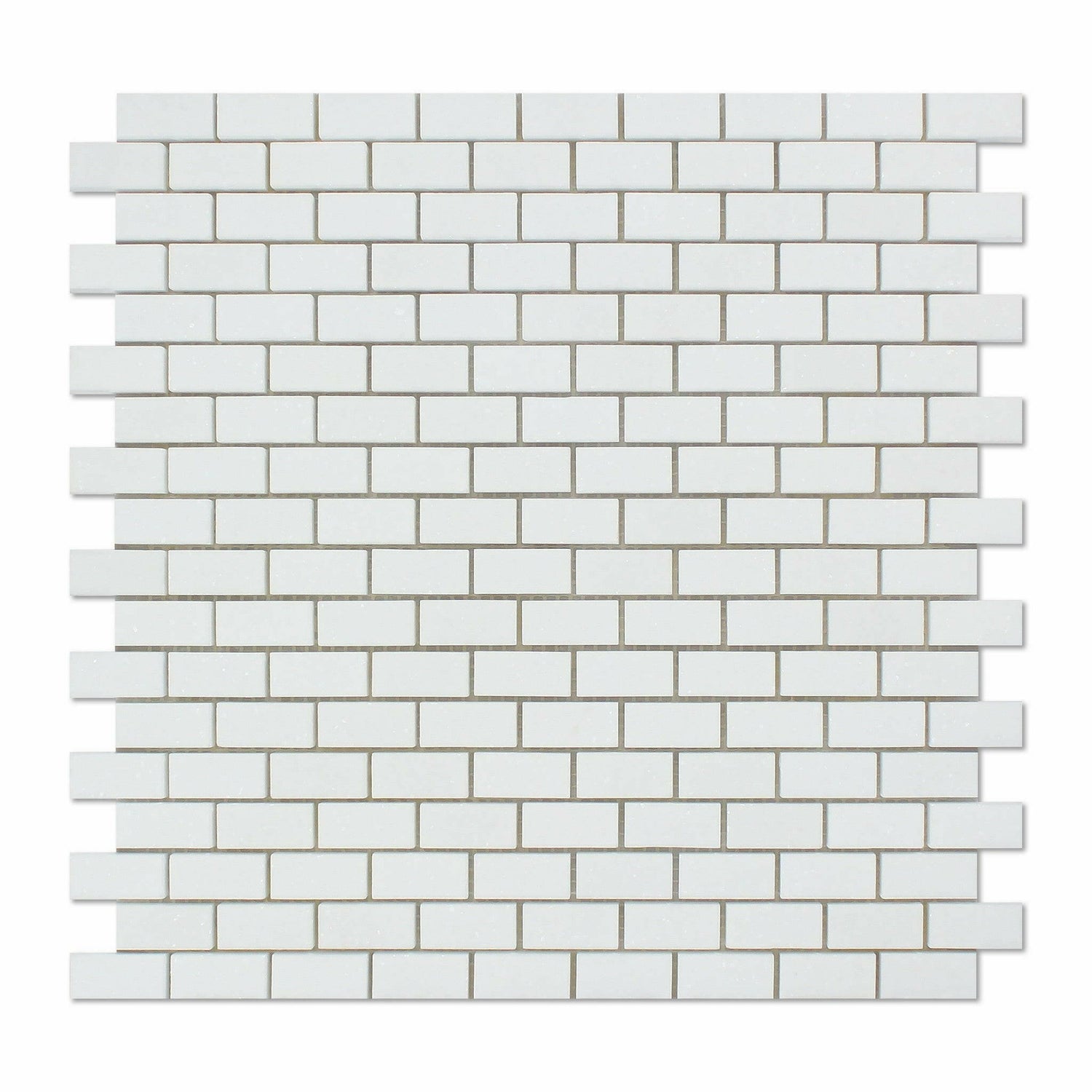 Thassos White Marble Honed Baby Brick Mosaic Tile-Marble Mosaic-American Tile Depot