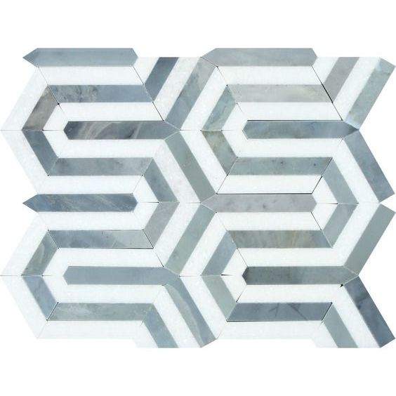 Thassos White Marble Honed Berlinetta Mosaic Tile w / Blue-Gray-Marble Mosaic-American Tile Depot