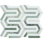 Thassos White Marble Honed Berlinetta Mosaic Tile w / Ming-Green-Marble Mosaic-American Tile Depot