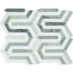 Thassos White Marble Honed Berlinetta Mosaic Tile w / Ming-Green-Marble Mosaic-American Tile Depot