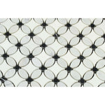 Thassos White Marble Honed Florida Flower Mosaic Tile w/Black Dots-Marble Mosaic-American Tile Depot