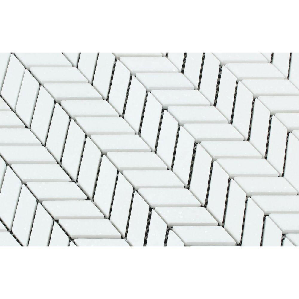 Thassos White Marble Honed Mini Chevron Mosaic Tile-Marble Mosaic-American Tile Depot