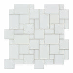 Thassos White Marble Honed Mini Versailles Mosaic Tile-Marble Mosaic-American Tile Depot