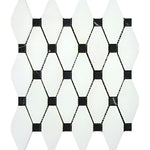 Thassos White Marble Honed Octave Pattern Mosaic Tile w/ Black Dots-Marble Mosaic-American Tile Depot