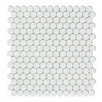 Thassos White Marble Honed Penny Round Mosaic Tile-Marble Mosaic-American Tile Depot