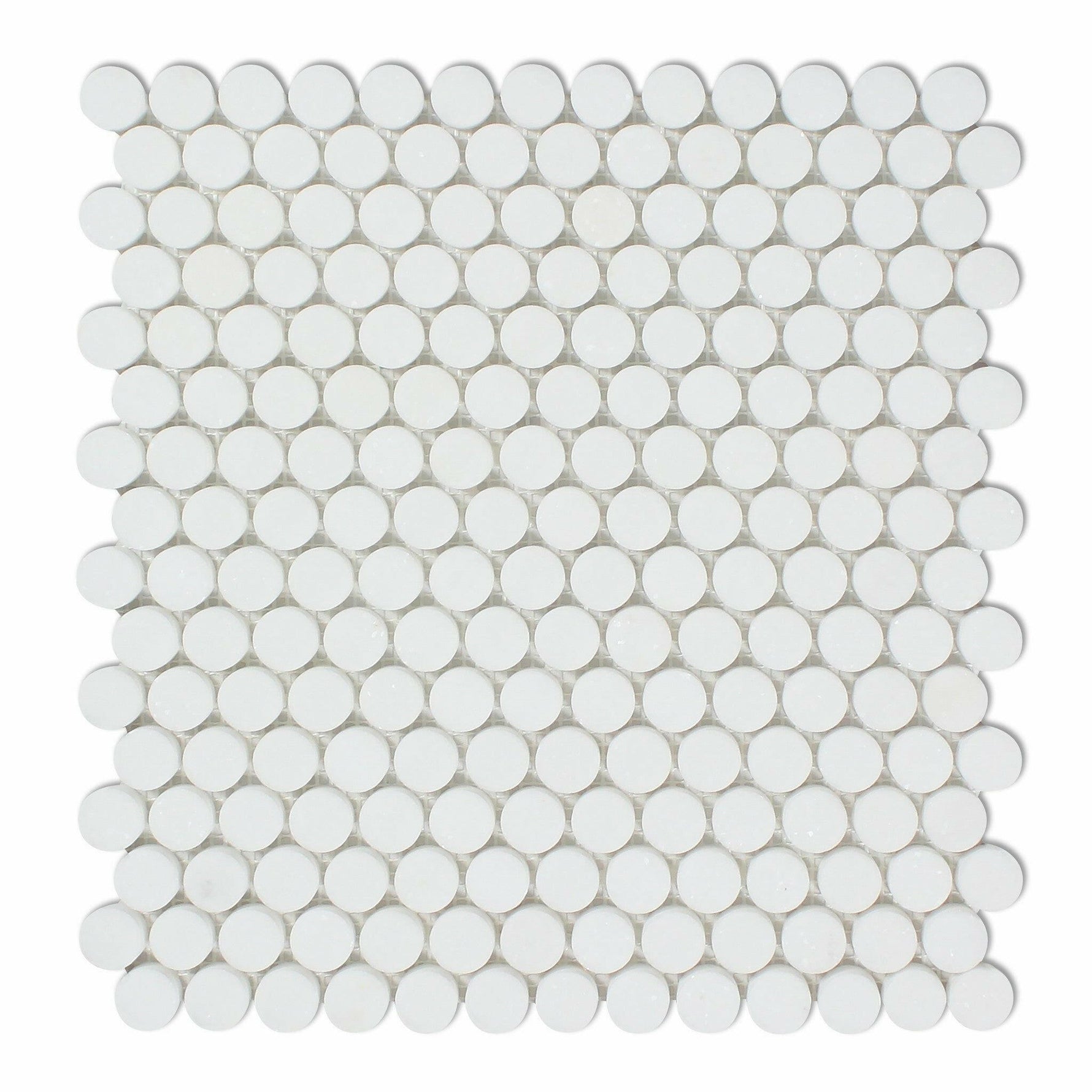 Thassos White Marble Honed Penny Round Mosaic Tile-Marble Mosaic-American Tile Depot