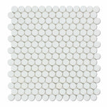 Thassos White Marble Honed Penny Round Mosaic Tile-Marble Mosaic-American Tile Depot