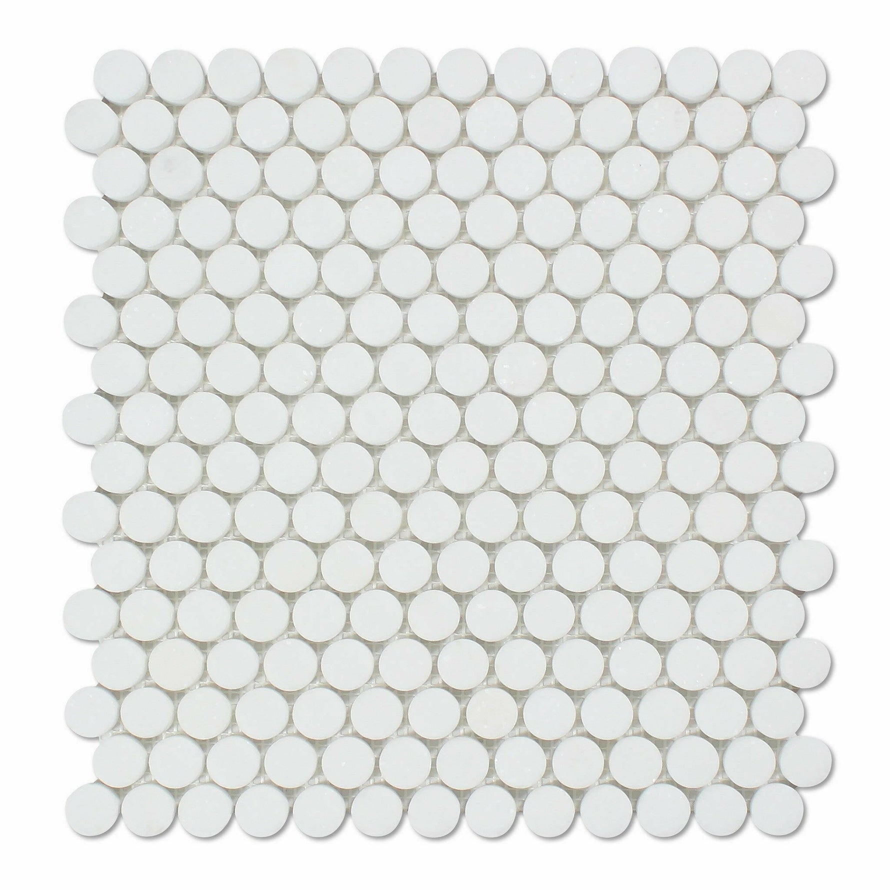 Thassos White Marble Honed Penny Round Mosaic Tile-Marble Mosaic-American Tile Depot