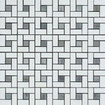 Thassos White Marble Honed Pinwheel Mosaic Tile w/ Blue-Gray Dots-Marble Mosaic-American Tile Depot