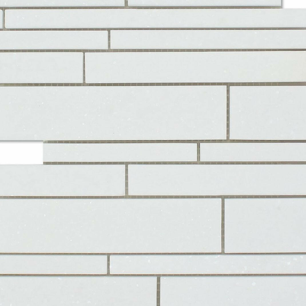 Thassos White Marble Honed Random Strip Mosaic Tile-Marble Mosaic-American Tile Depot